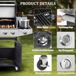 Unovivy 4-Burner Propane BBQ Grill with Side Burner