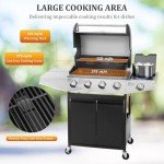 Unovivy 4-Burner Propane BBQ Grill with Side Burner