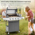 Unovivy 4-Burner Propane BBQ Grill with Side Burner
