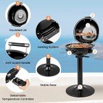 COSTWAY Portable Electric BBQ Grill with Warming Tray