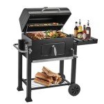 Large Charcoal Grill with Side Table for Outdoor Cooking