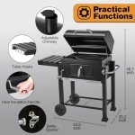 Large Charcoal Grill with Side Table for Outdoor Cooking