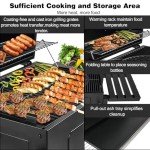 Large Charcoal Grill with Side Table for Outdoor Cooking