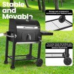 Large Charcoal Grill with Side Table for Outdoor Cooking