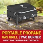 Portable Gas Grill with Dual Burners and Thermometer