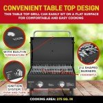 Portable Gas Grill with Dual Burners and Thermometer