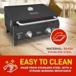 Portable Gas Grill with Dual Burners and Thermometer