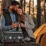 Portable Gas Grill with Dual Burners and Thermometer