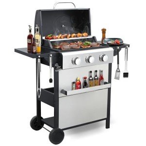COOKIT 3-Burner Propane Gas Grill - 30,000 BTU