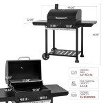 24-Inch Charcoal Grill with Foldable Side Tables