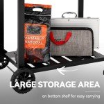 24-Inch Charcoal Grill with Foldable Side Tables