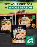 Natural Fire Starters for Grills & Campfires - 54 Pack