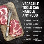 Stainless Steel BBQ Tool Set with Stand & Pan