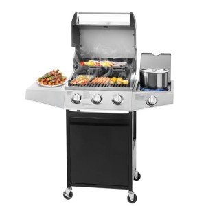Unovivy 3-Burner Propane Gas BBQ Grill with Side Burner