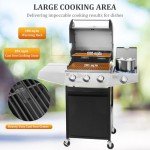 Unovivy 3-Burner Propane Gas BBQ Grill with Side Burner