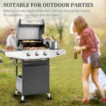 Unovivy 3-Burner Propane Gas BBQ Grill with Side Burner