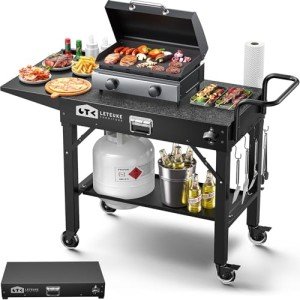 Portable Grill Cart with Wheels for Outdoor Cooking