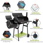 HaSteeL Charcoal Grill with Offset Smoker - Black