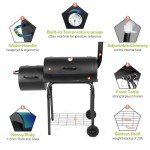 HaSteeL Charcoal Grill with Offset Smoker - Black
