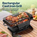 VIVOHOME Portable Cast Iron Charcoal BBQ Grill
