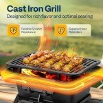 VIVOHOME Portable Cast Iron Charcoal BBQ Grill