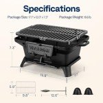 VIVOHOME Portable Cast Iron Charcoal BBQ Grill