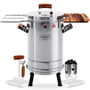 INGRILL 3-in-1 Stainless Steel Charcoal Smoker Grill