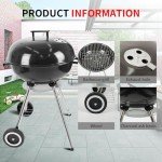 18" Charcoal BBQ Grill with Handle and Wheels