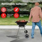 18" Charcoal BBQ Grill with Handle and Wheels