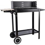 Charcoal Grill with Side Wood Board and Wheels