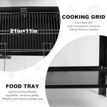 Charcoal Grill with Side Wood Board and Wheels