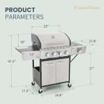 Captiva Designs 4-Burner Propane BBQ Grill with Side Burner