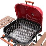 Red Americana Swinger Charcoal Grill with Side Tables