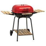 Red Americana Swinger Charcoal Grill with Side Tables