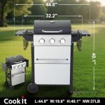 3-Burner Propane Gas Grill with Easy-Clean Features