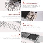 TeqHome Portable Charcoal Grill with Storage Shelf