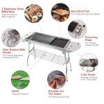 TeqHome Portable Charcoal Grill with Storage Shelf