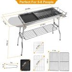 TeqHome Portable Charcoal Grill with Storage Shelf
