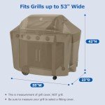 Heavy Duty 55 Inch BBQ Grill Cover - Taupe