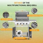 WAA 4-Burner Portable Gas BBQ Grill