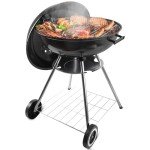 Portable 22-Inch Charcoal Kettle Grill with Wheels