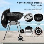 Portable 22-Inch Charcoal Kettle Grill with Wheels