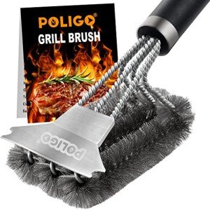 POLIGO 18" Stainless Steel Grill Brush & Scraper