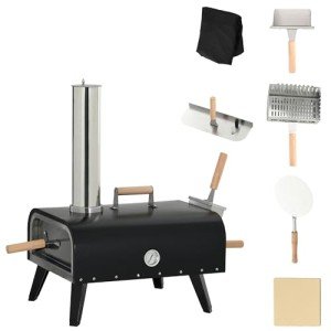 Outsunny Portable Wood-Fired Pizza Oven with Peel