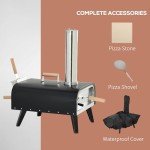 Outsunny Portable Wood-Fired Pizza Oven with Peel