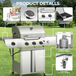 Electactic 3-Burner Propane Gas Grill with Side Burner