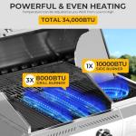 Electactic 3-Burner Propane Gas Grill with Side Burner