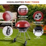 18-Inch Portable Charcoal Grill with Handle & Wheels