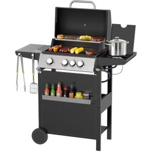 Zvivofla 3-Burner Propane BBQ Grill with Side Burner