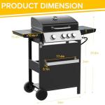Zvivofla 3-Burner Propane BBQ Grill with Side Burner